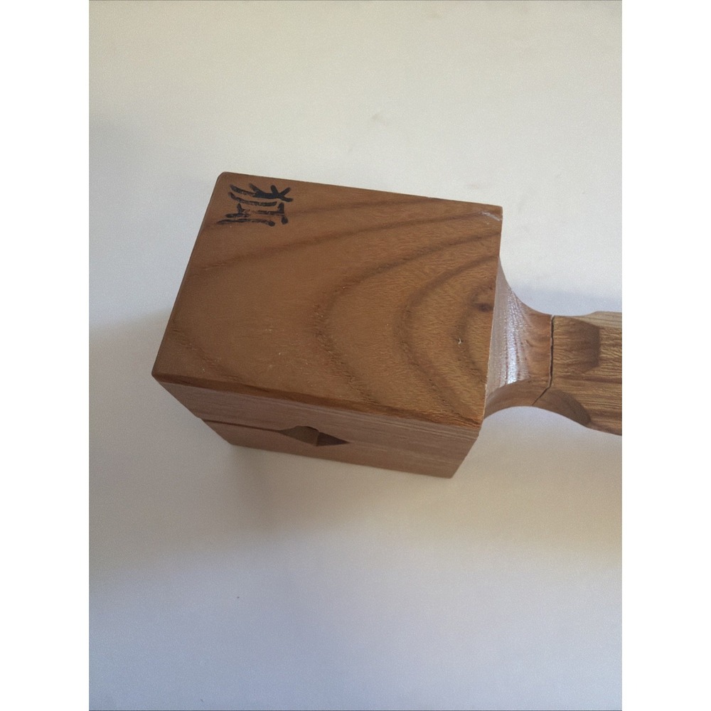 Japanese Handcrafted wooden mallet with carved handle and diamond cutout head. - Picture 4 of 11
